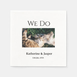 We do wedding engagement pet name photo date coupl napkins