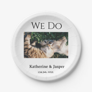 We do wedding engagement pet name photo date coupl paper plates