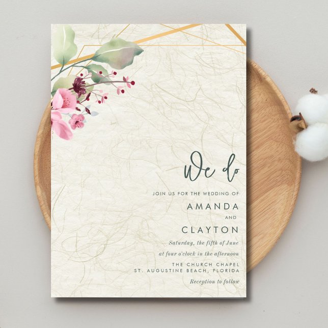 We Do Wedding Invitation (We Do Elegant Floral Botanical Wedding Invitation)