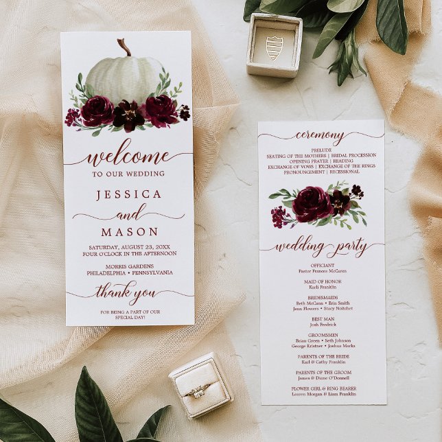 We Do Wedding Program Burgundy Pumpkin Fall (Creator Uploaded)