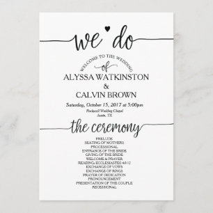 We do wedding program card 5x7 design