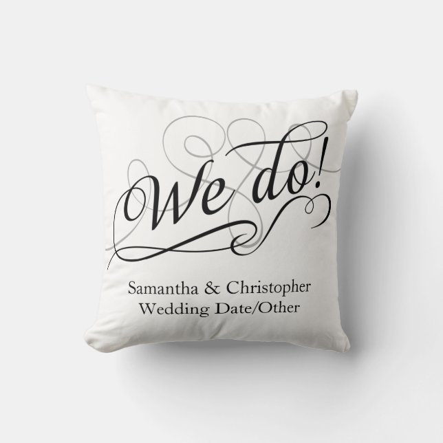 We do, White Wedding Swirl Throw Pillow (Front)