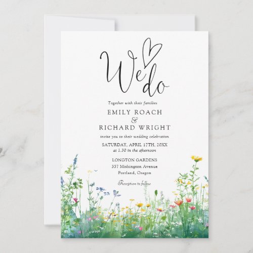 We Do Wildflowers Floral All In One Wedding Invitation