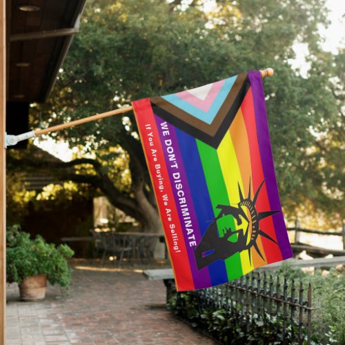 We Dont Discriminate_ Rainbow Gay LGBT Merchant  House Flag