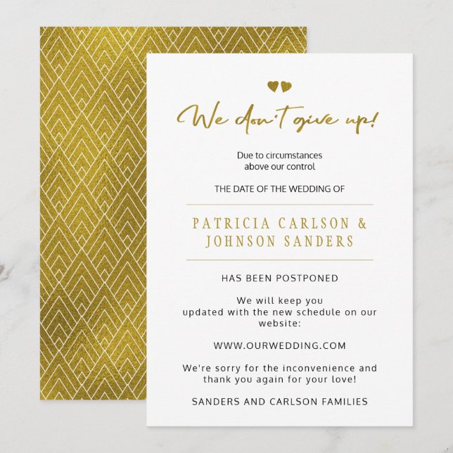 We don't give up postponed wedding announcement (Front/Back)