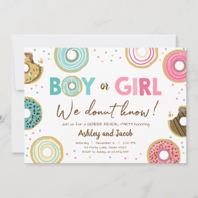 We Donut Know Boy or Girl Gender Reveal Party Coed Invitation (Front)