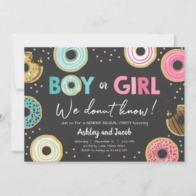 We Donut Know Boy or Girl Gender Reveal Party Coed Invitation (Front)