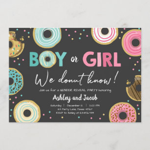 We Donut Know Boy or Girl Gender Reveal Party Coed Invitation