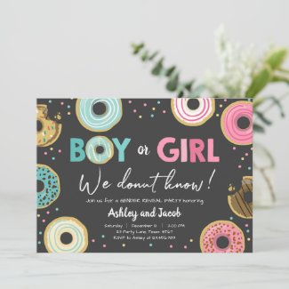 We Donut Know Boy or Girl Gender Reveal Party Coed Invitation