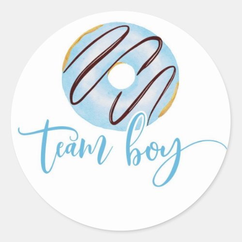 We donut know gender reveal team boy classic round sticker