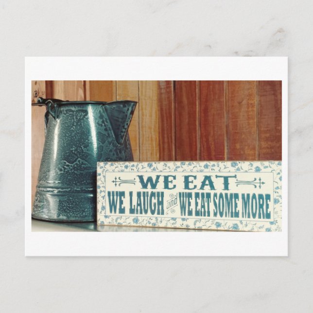 We Eat We Laugh We Eat Some More Gather Postcard (Front)