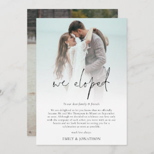 We Eloped 2 Photo Script Wedding Announcement card