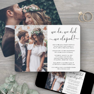 We Eloped 2 Photo Wedding Reception Only Party Invitation