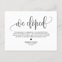 We Eloped | Black Pretty Script Wedding Elopement
