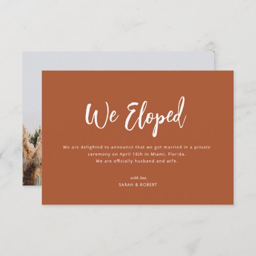 we eloped boho pampas wedding announcement