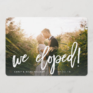 We Eloped Invitations Zazzle We Eloped Brush Lettered Wedding Announcement