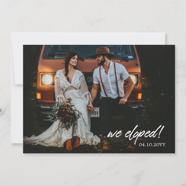 We Eloped | Brush Lettering Photo Announcement (Front)