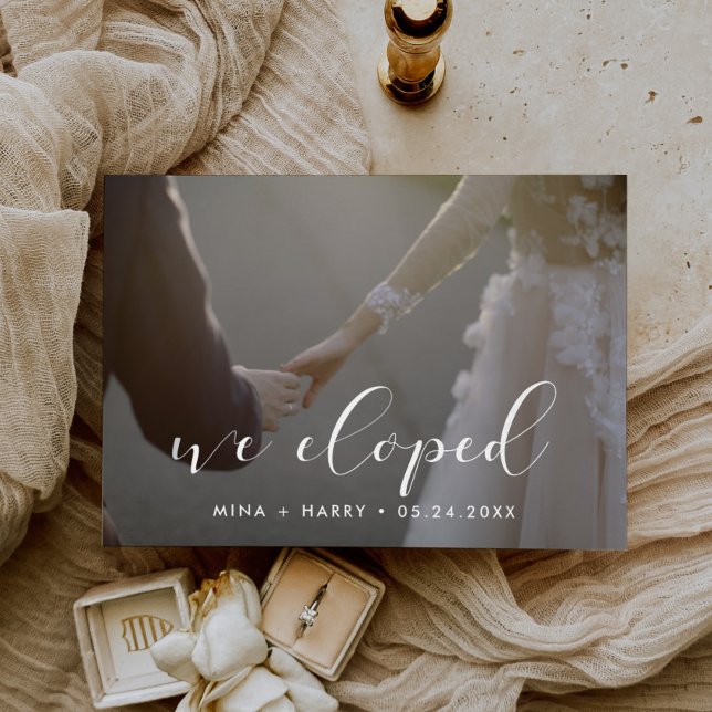 We eloped Elegant calligraphy photo card (Creator Uploaded)