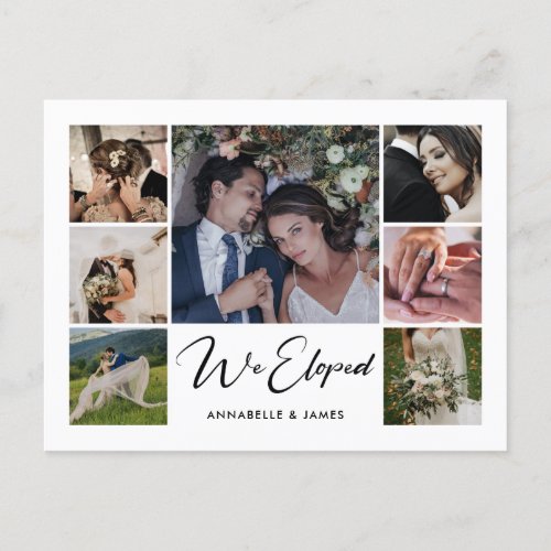 We Eloped Elegant Photo Collage Wedding Announcement Postcard