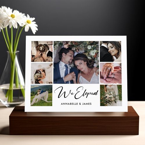 We Eloped Elegant Photo Collage Wedding Announcement Postcard