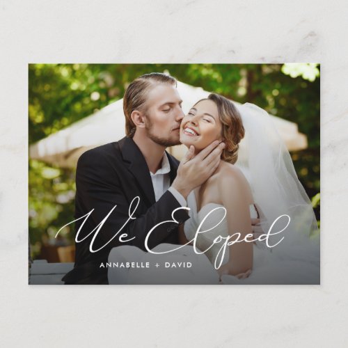 We Eloped Elegant Photo Wedding Postcard