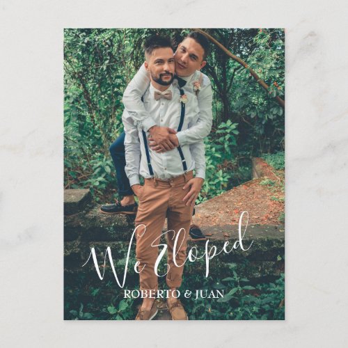 We Eloped Elegant Wedding Announcement Postcard