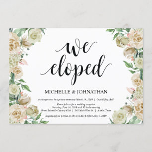 We eloped, Elopement Reception Invitation Card