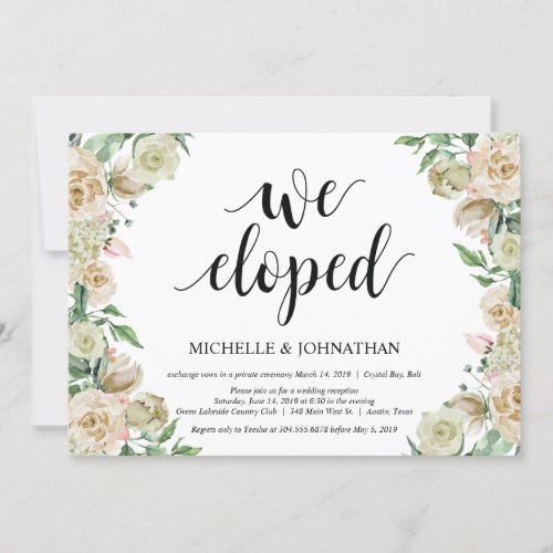 We eloped Elopement Reception Invitation Card