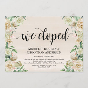 We eloped, Elopement Reception Invitation Card