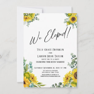 We Eloped! Eucalyptus Sunflower Reception Invitation