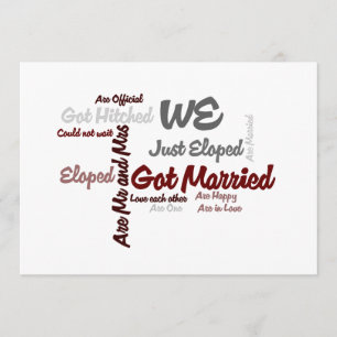 We Eloped Got Married Word Cloud Invitation