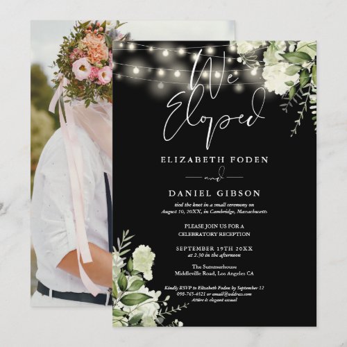 We Eloped Greenery Floral Photo Wedding Party