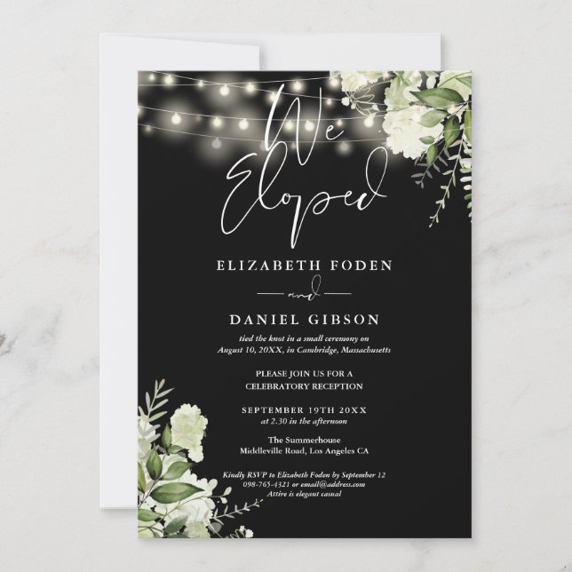 We Eloped Greenery Floral Wedding Vows Party Invitation (Front)