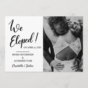 We Eloped Handwritten Casual Wedding Photo Announcement