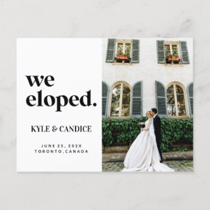 We Eloped Husband & Wife Wedding Announcement Chic Postcard