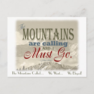 We Eloped in Mountains Vintage; Muir-Mtns Called Announcement Postcard