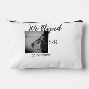 We eloped just married add photo name letter date accessory pouch