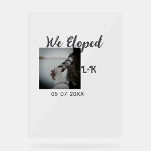 We eloped just married add photo name letter date acrylic sign