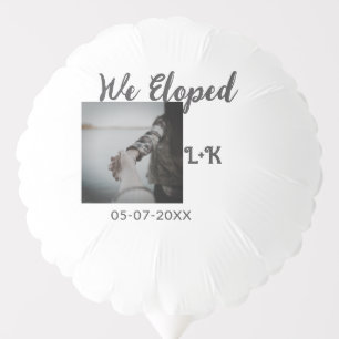 We eloped just married add photo name letter date balloon