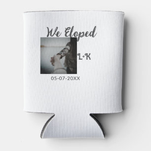 We eloped just married add photo name letter date can cooler