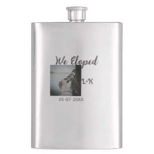 We eloped just married add photo name letter date flask
