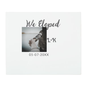 We eloped just married add photo name letter date metal print