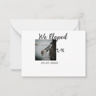 We eloped just married add photo name letter date  note card