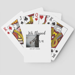 We eloped just married add photo name letter date poker cards