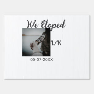 We eloped just married add photo name letter date sign