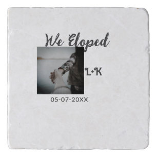 We eloped just married add photo name letter date trivet