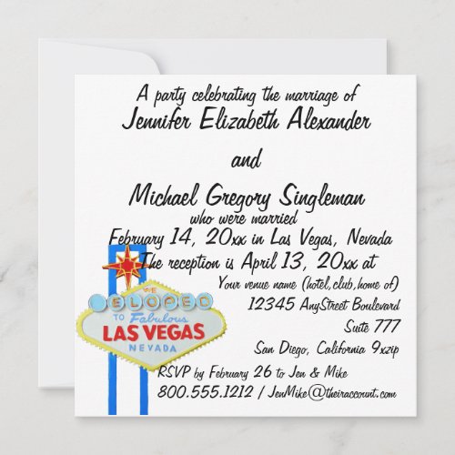 We Eloped Married Announcement Reception