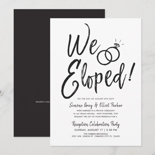 We Eloped | Minimal Post Wedding Party Invitation (Front/Back)