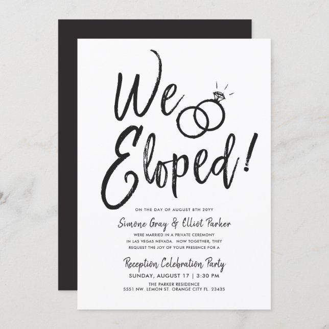 We Eloped | Minimal Post Wedding Party Invitation (Front/Back)
