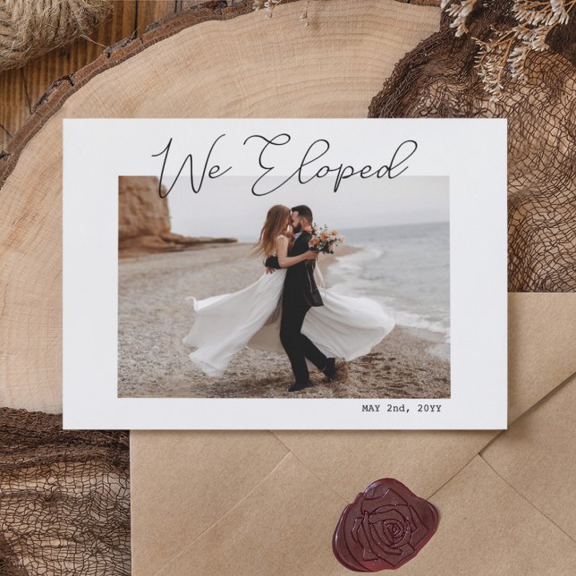 We Eloped Minimal Script Photo Elopement Wedding Announcement (We Eloped Minimal Script Photo Elopement Wedding Announcement
)